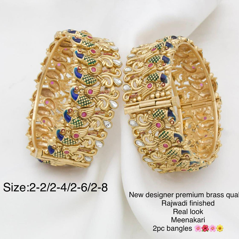 Pooja Bangles Gold Plated Pota Stone Bangles Set