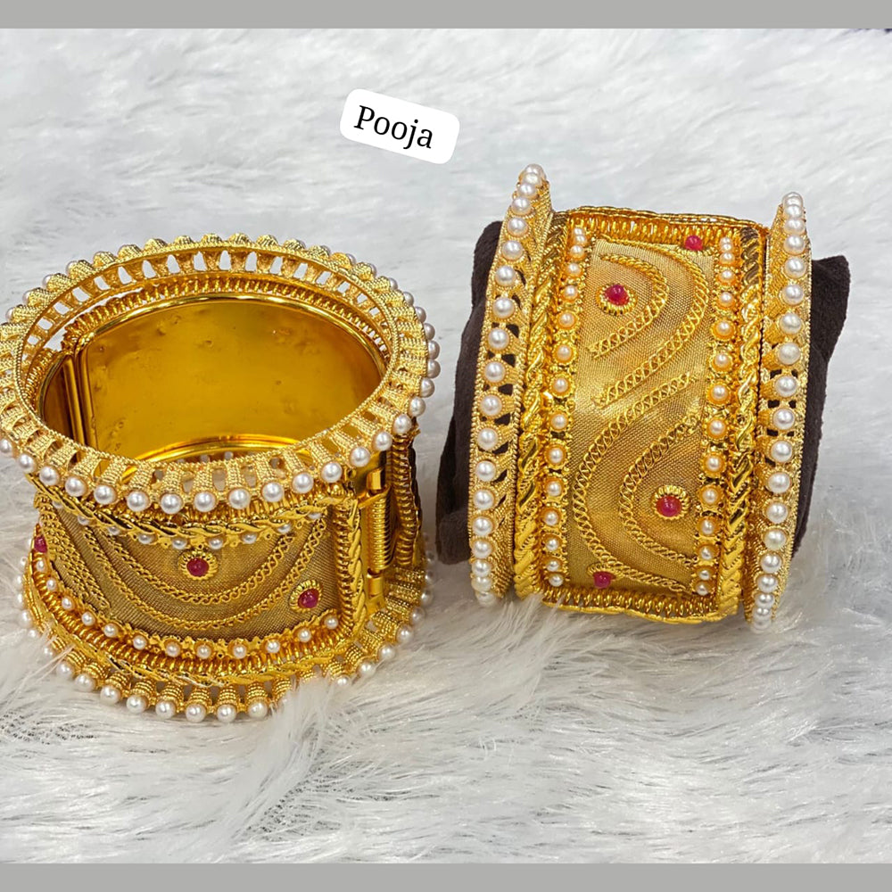 Pooja Bangles Gold Plated Pota Stone Bangles Set