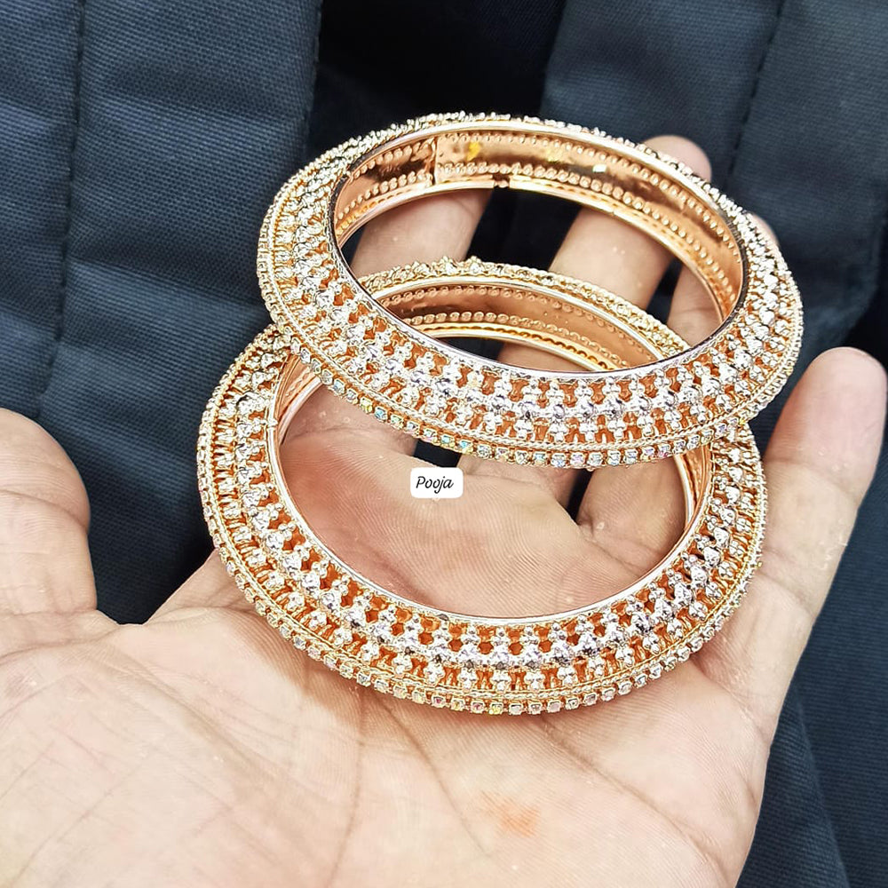 Pooja Bangles Rose Gold Plated Austrian Stone Bangles Set