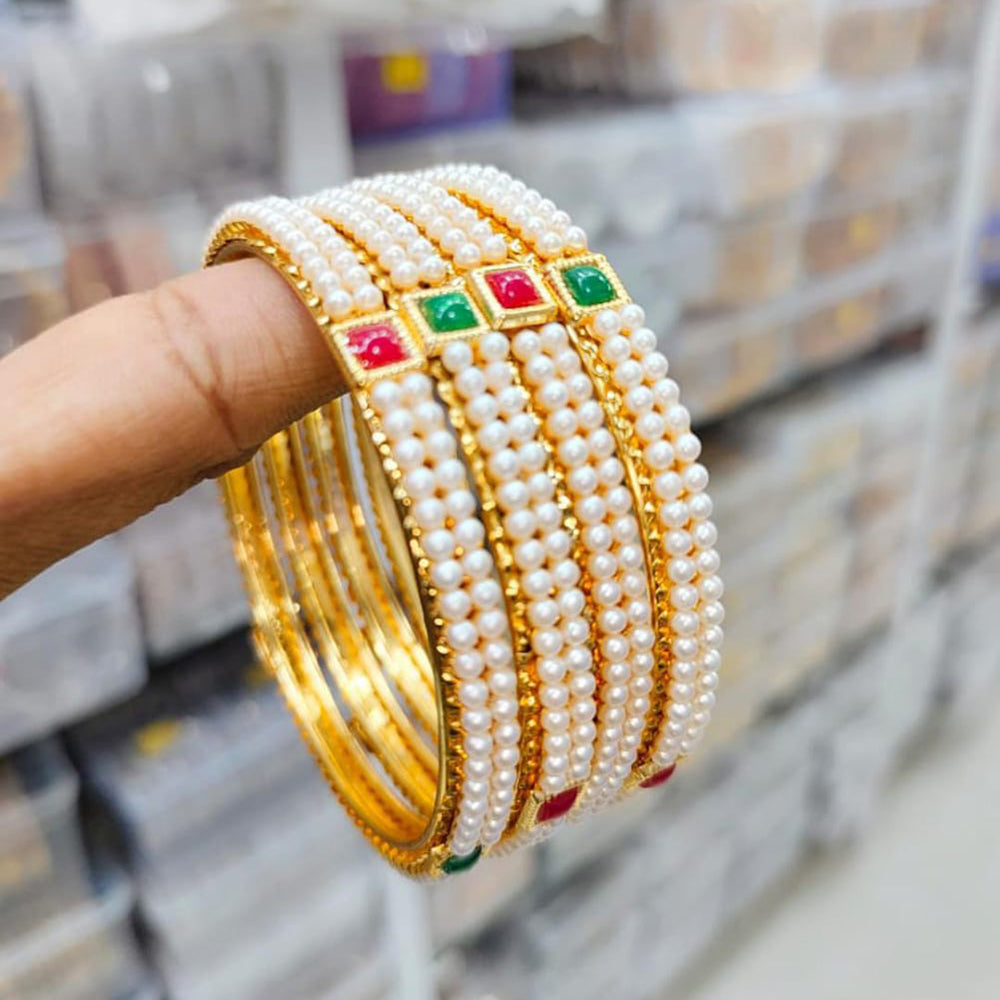 Moti Bangles With Price Pooja Bangles Gold Plated Pearl Bangles Set