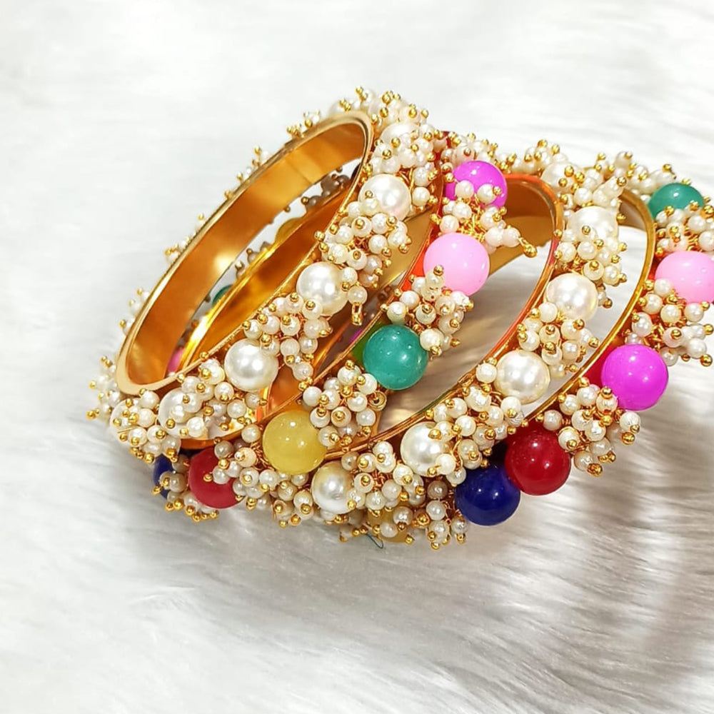 Pooja Bangles Gold Plated Pearl Bangle Set