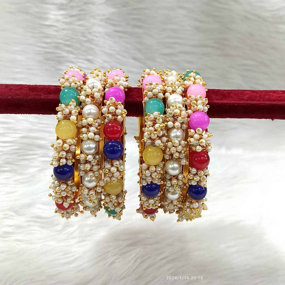 Pooja Bangles Gold Plated Pearl Bangle Set
