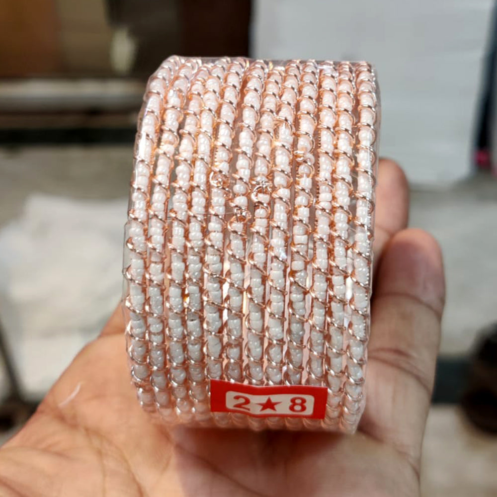 Pooja Bangles Rose Gold Plated Pearl Bangle Set