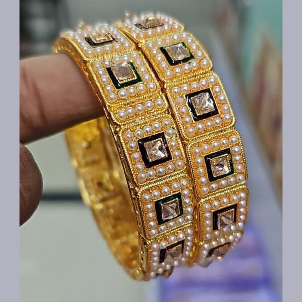 Pooja Bangles Gold Plated Pearl Bangle Set