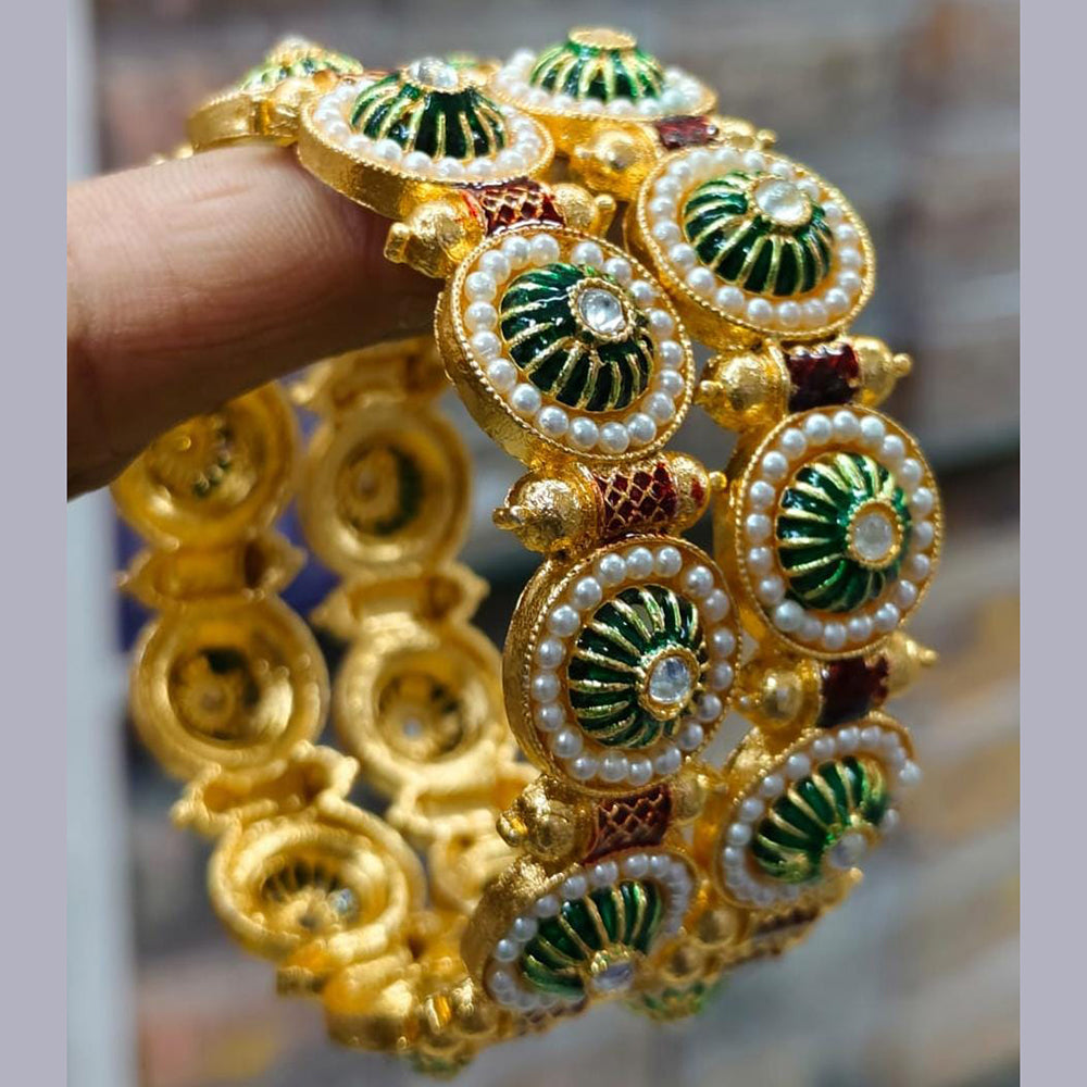 Pooja Bangles Gold Plated Pearl Bangle Set