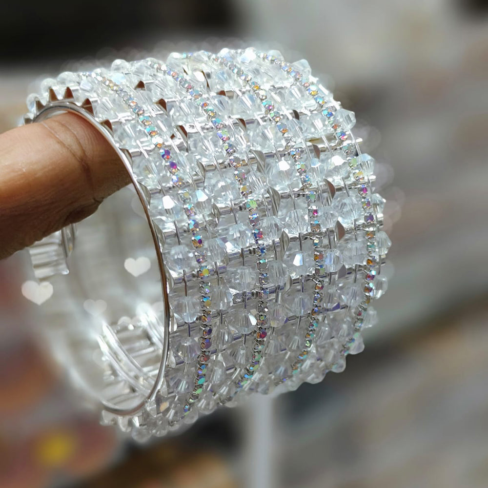 Pooja Bangles Silver Plated Pearl Bangles Set