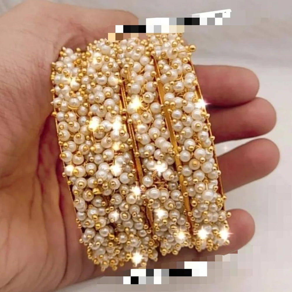 Pooja Bangles Gold Plated Pearl Bangle Set