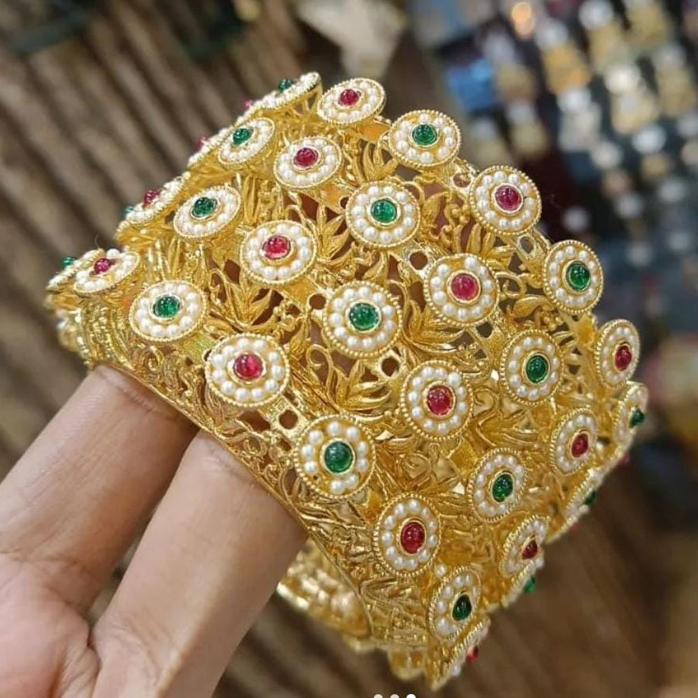 Pooja Bangles Gold Plated Pearl Bangle Set