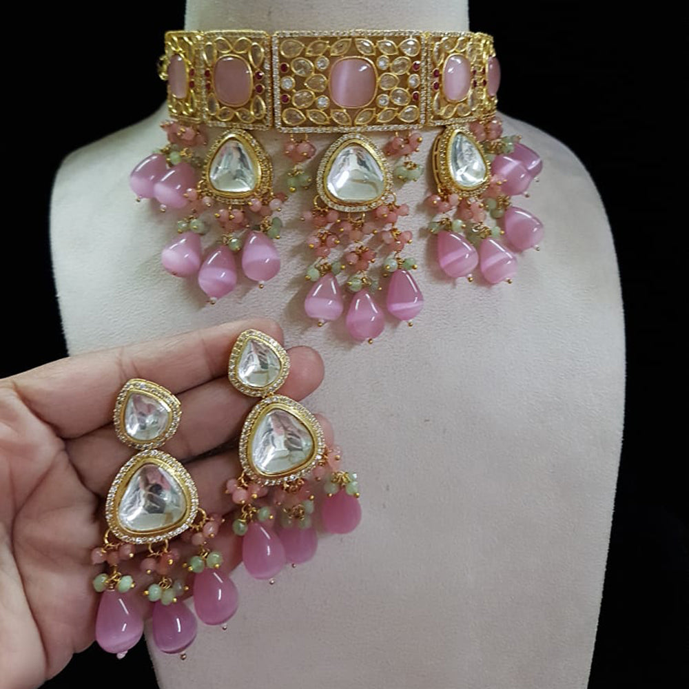 Shubhratnam Jewellers Gold Plated Kundan Necklace Set