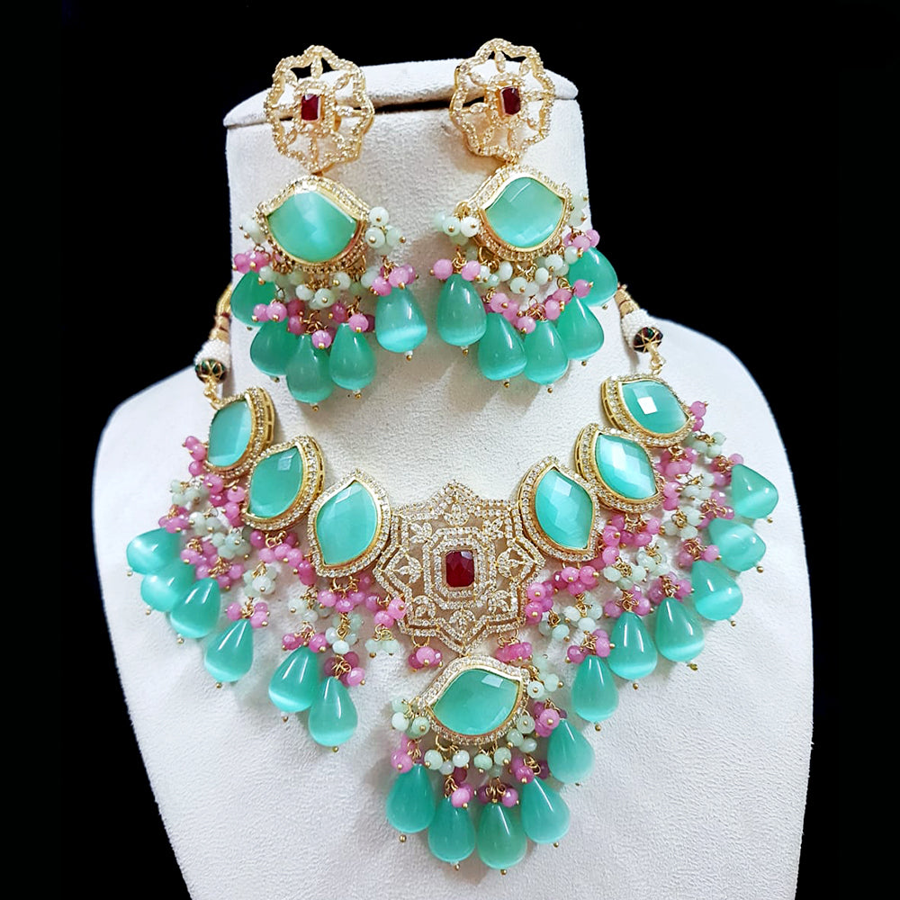 Shubhratnam Jewellers Gold Plated AD Necklace Set