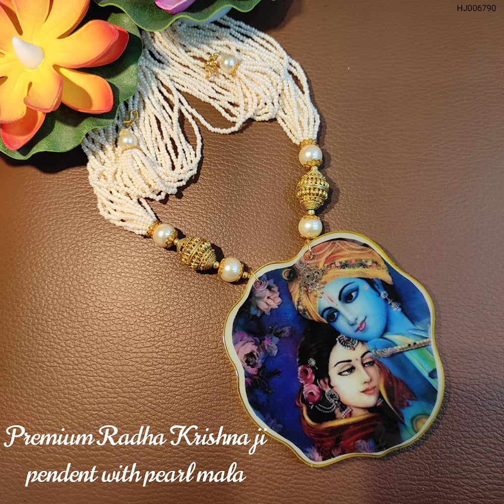 Heera Jewellers Gold Plated Radha krishna Pendant With Pearl Mala