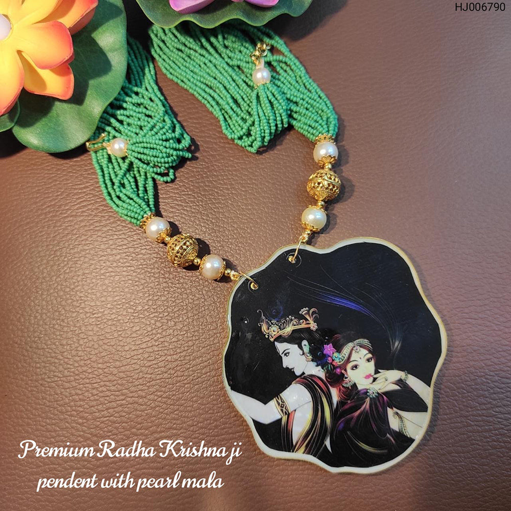 Heera Jewellers Gold Plated Radha krishna Pendant With Pearl Mala