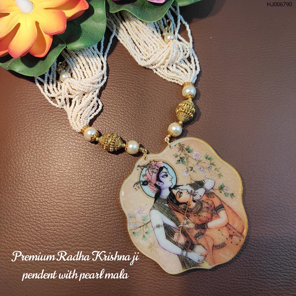 Heera Jewellers Gold Plated Radha krishna Pendant With Pearl Mala