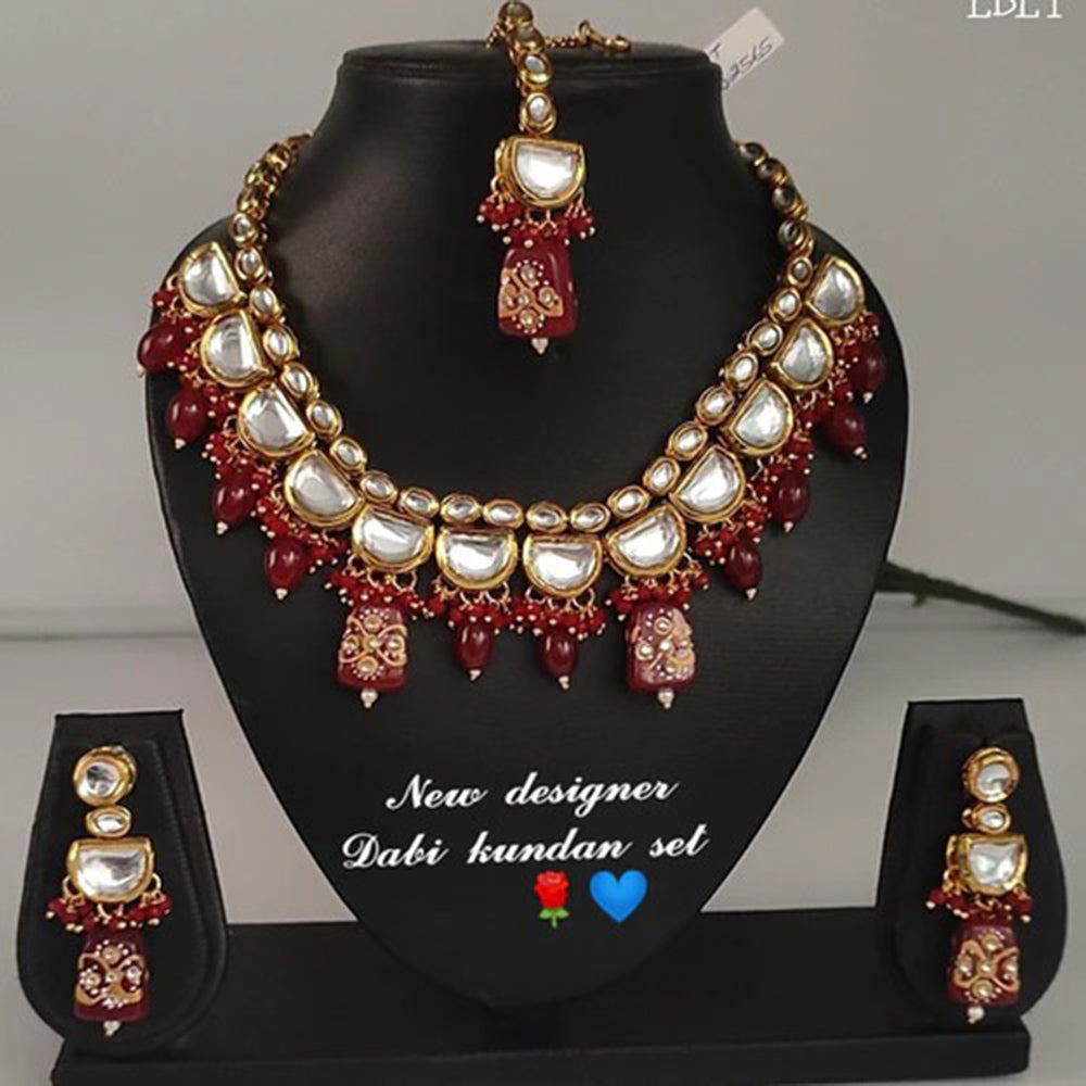Heera Jewellers Gold Plated Kundan Stone Choker Necklace Set