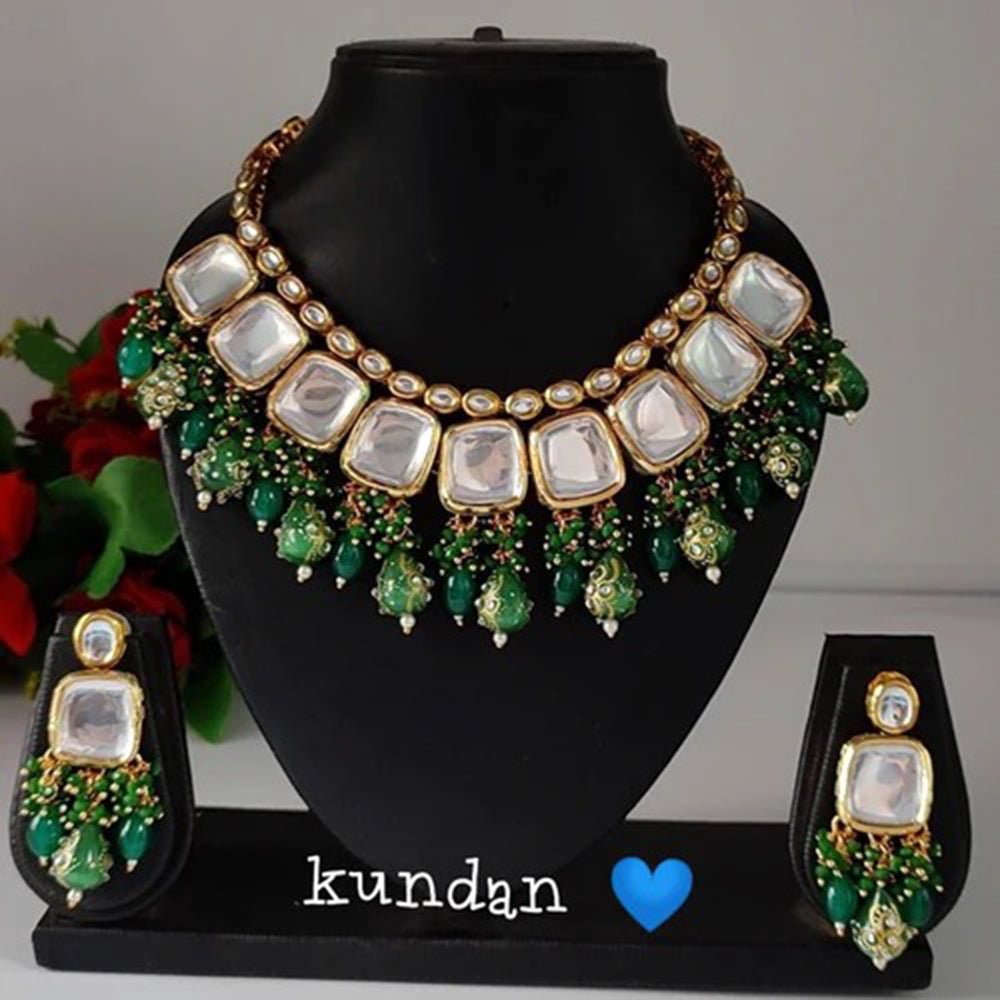 Heera Jewellers Gold Plated Kundan Stone Choker Necklace Set