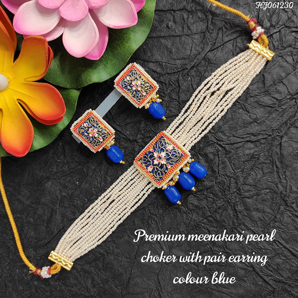 Heera Jewellers Gold Plated Meenakari Choker Necklace Set