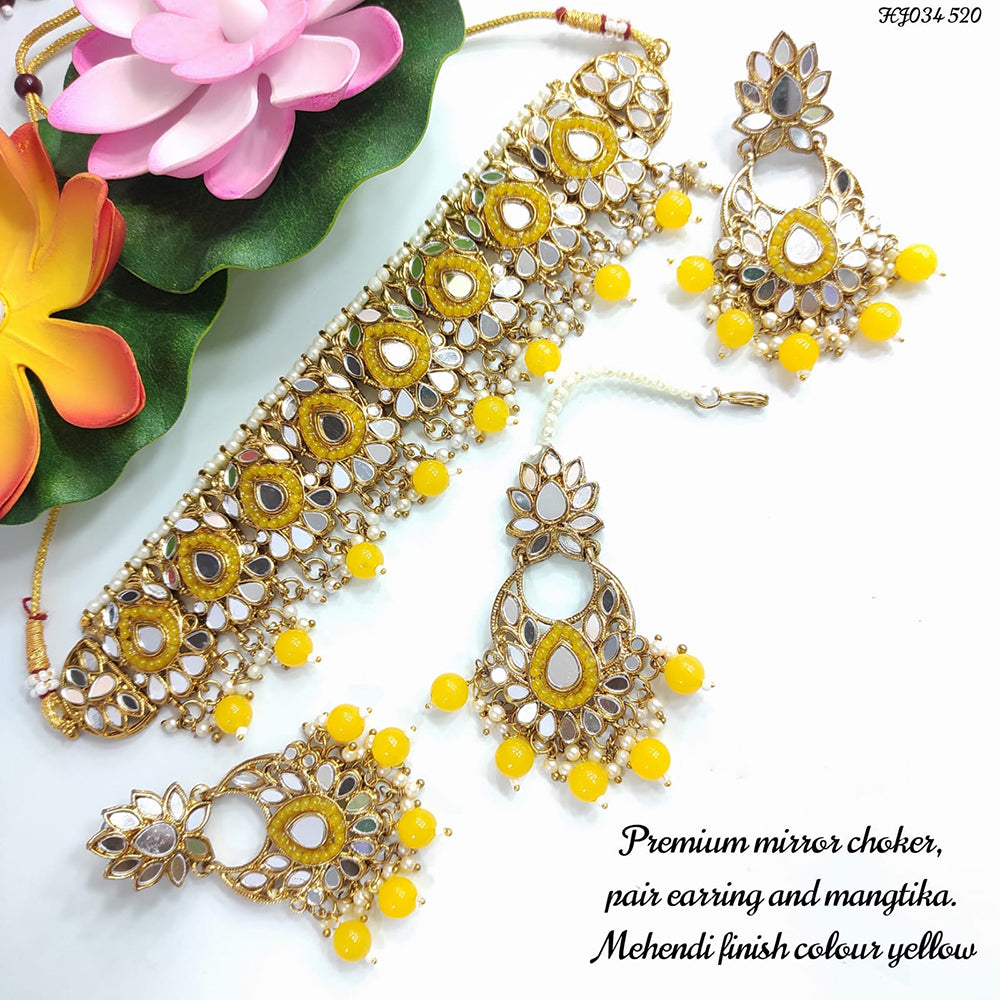 Heera Jewellers Gold Plated Mirror & Beads Necklace Set