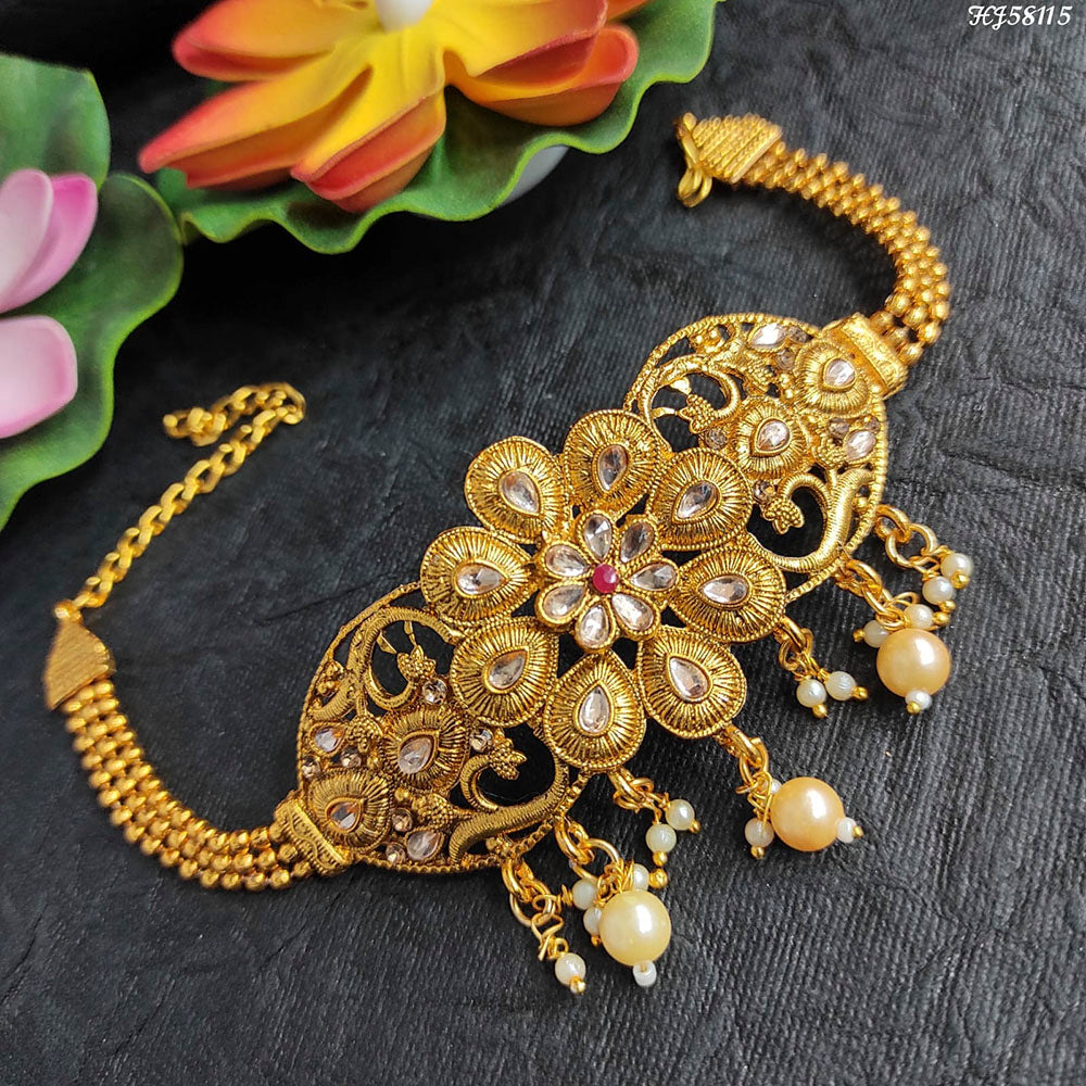 Heera Jewellers Gold Plated Kundan Stone Bajuband