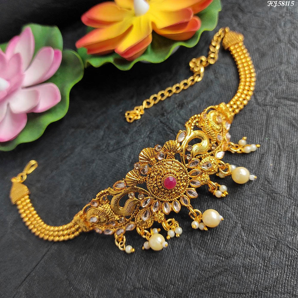 Heera Jewellers Gold Plated Kundan Stone Bajuband
