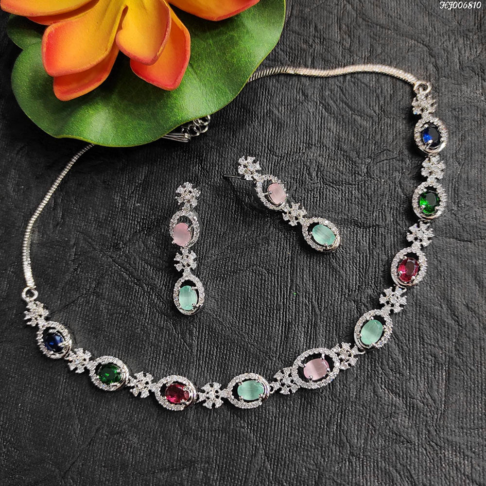 Heera Jewellers American Diamond Stylish Fancy Necklace Set