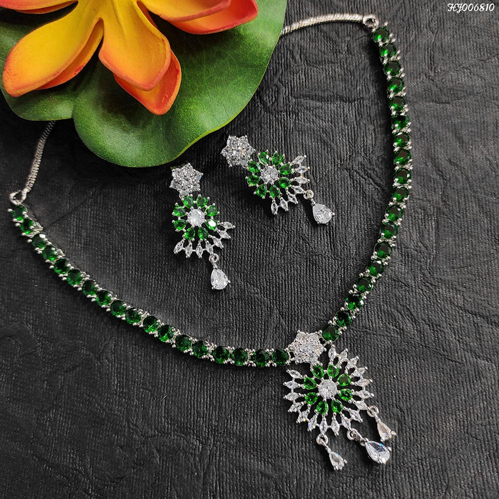 Heera Jewellers American Diamond Stylish Fancy Necklace Set