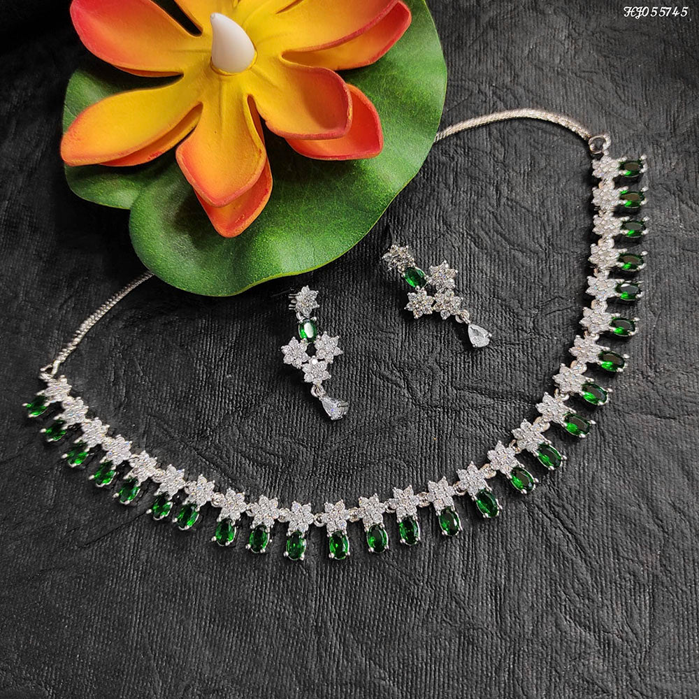 Heera Jewellers American Diamond Stylish Fancy Necklace Set