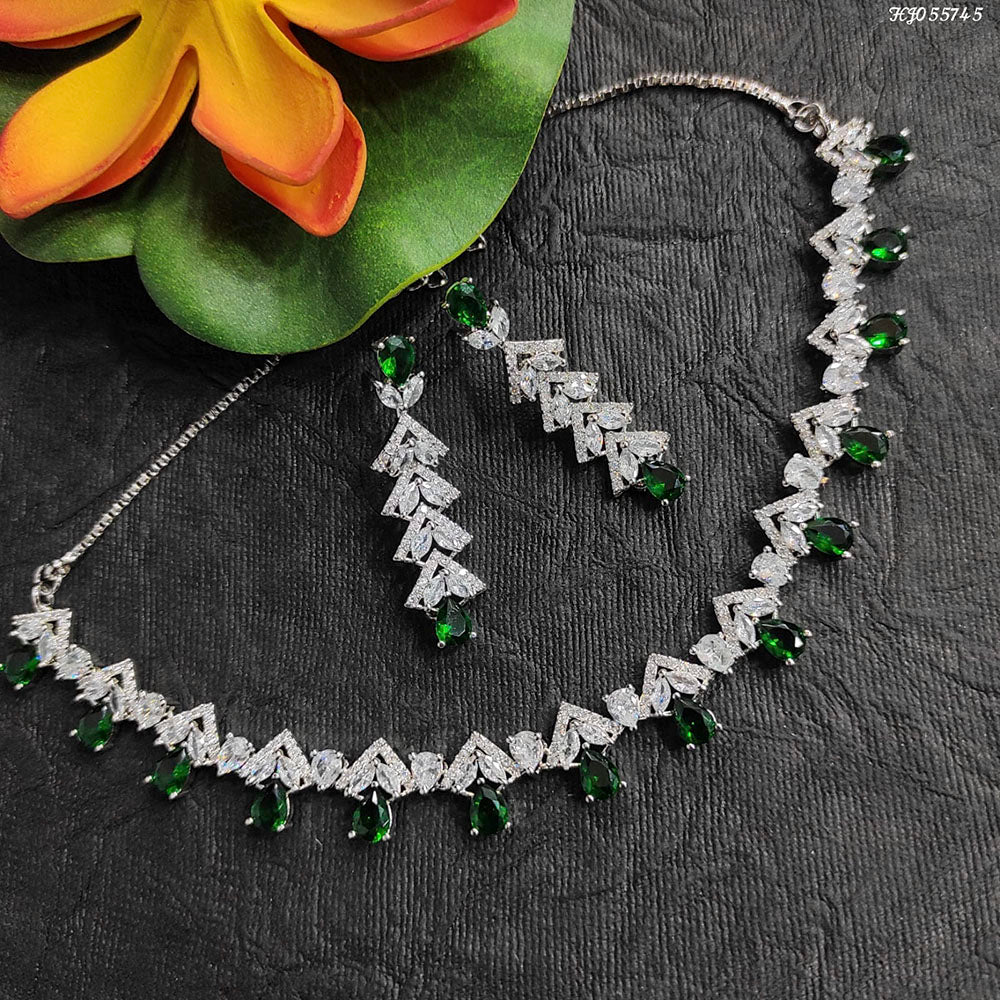 Heera Jewellers American Diamond Stylish Fancy Necklace Set
