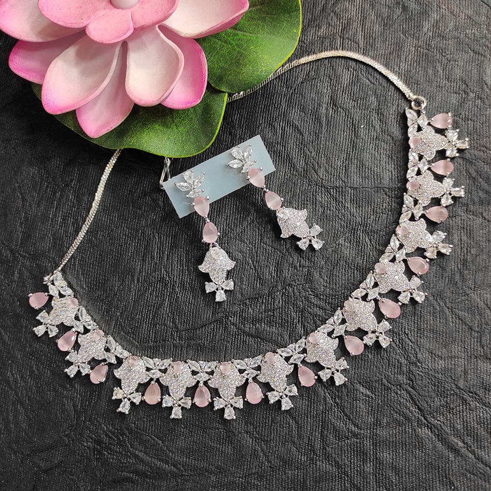 Heera Jewellers American Diamond Stylish Fancy Necklace Set