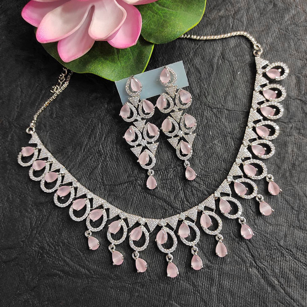 Heera Jewellers American Diamond Stylish Fancy Necklace Set