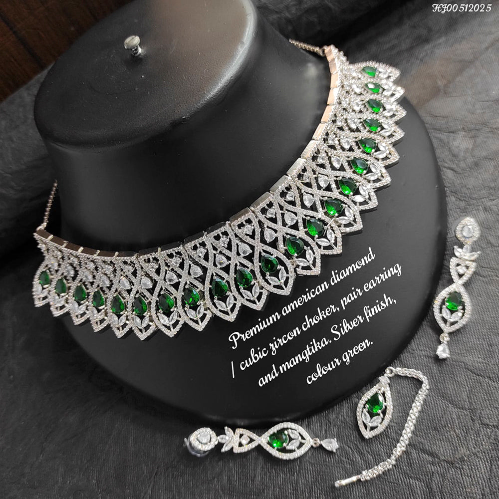 Heera Jewellers American Diamond Stylish Fancy Necklace Set