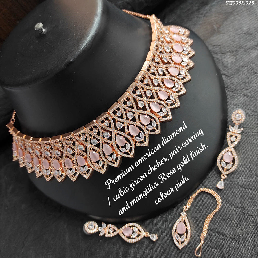 Heera Jewellers American Diamond Stylish Fancy Necklace Set