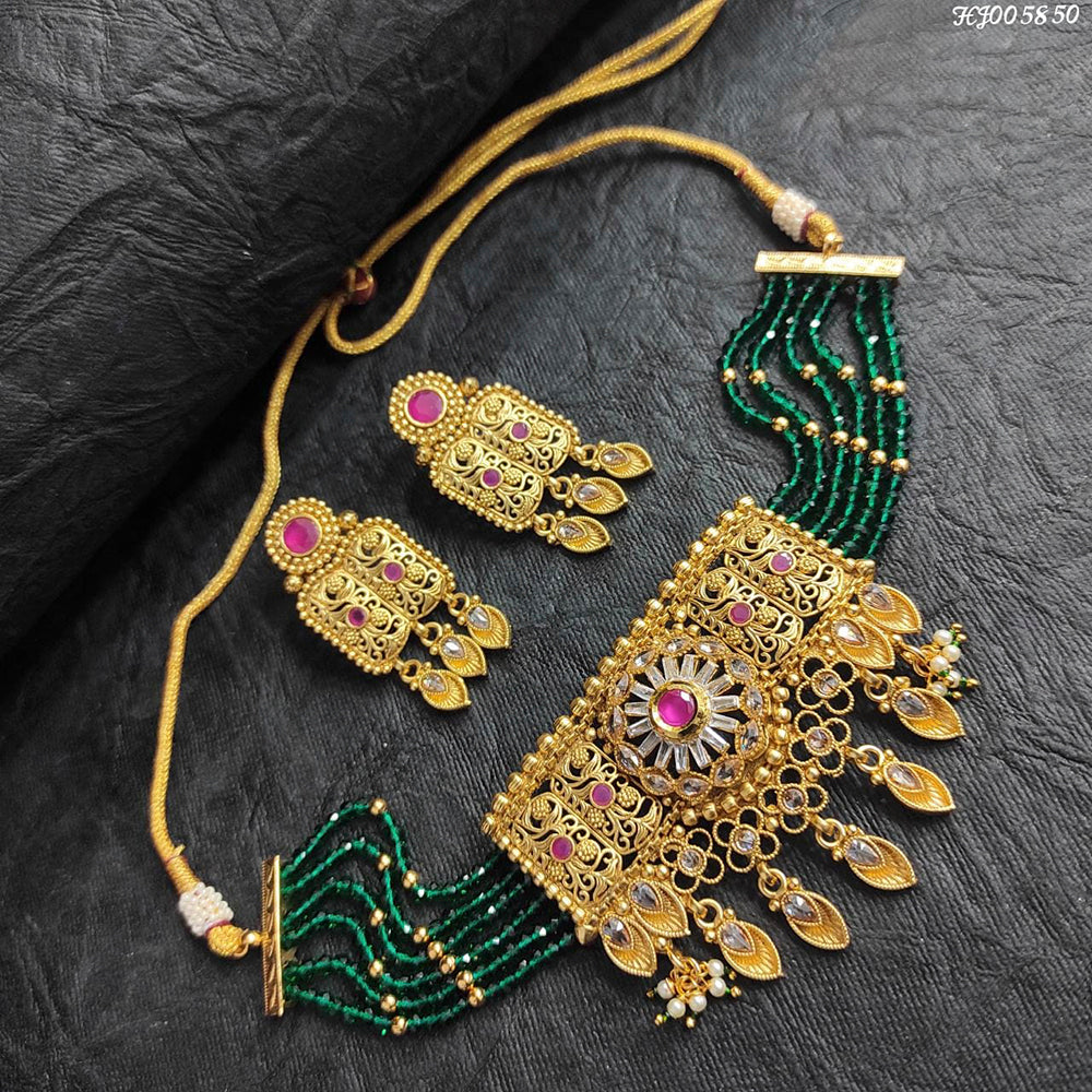 Heera Jewellers Crystal Stone Choker Necklace Set