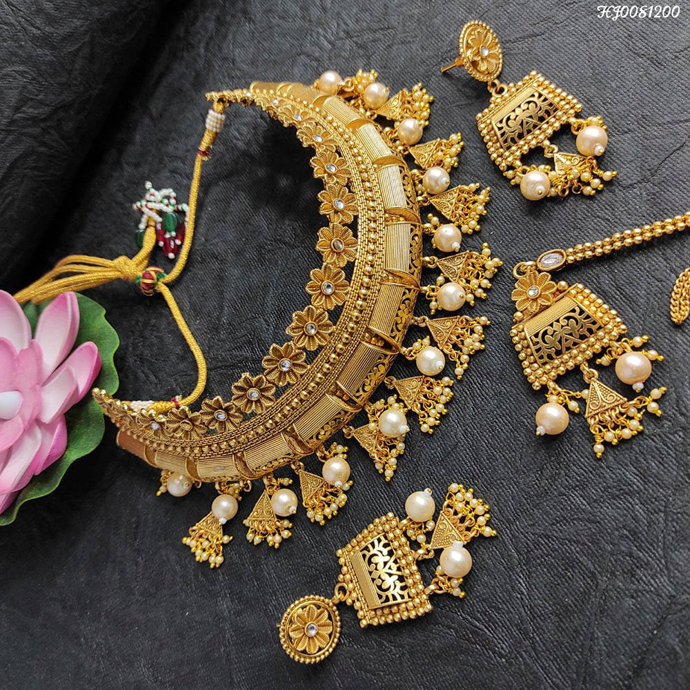 Heera Jewellers Gold Plated Meenakari Choker Necklace Set