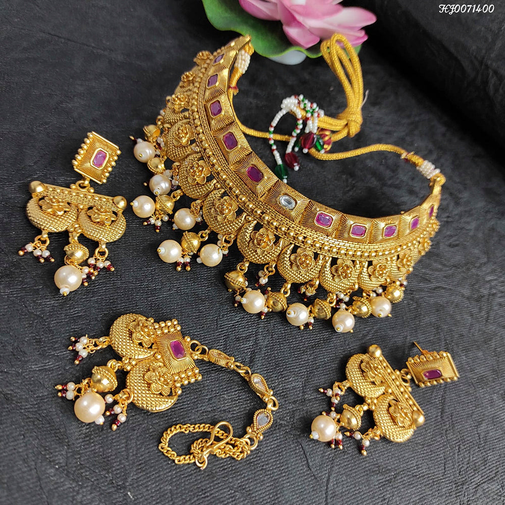 Heera Jewellers Gold Plated Choker Necklace Set