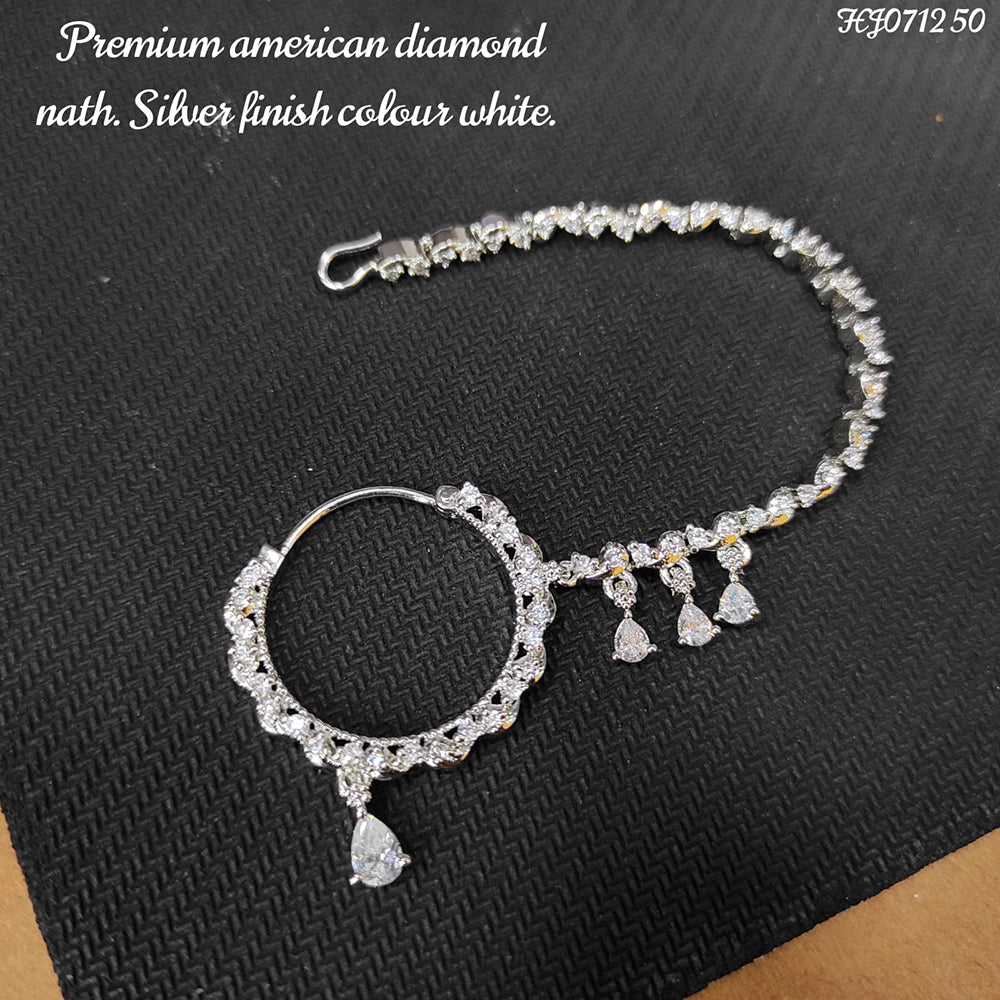Heera Jewellers Silver Plated Ad Stone Nose Ring