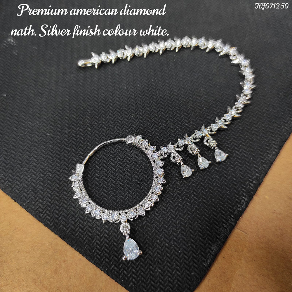 Heera Jewellers Silver Plated Ad Stone Nose Ring