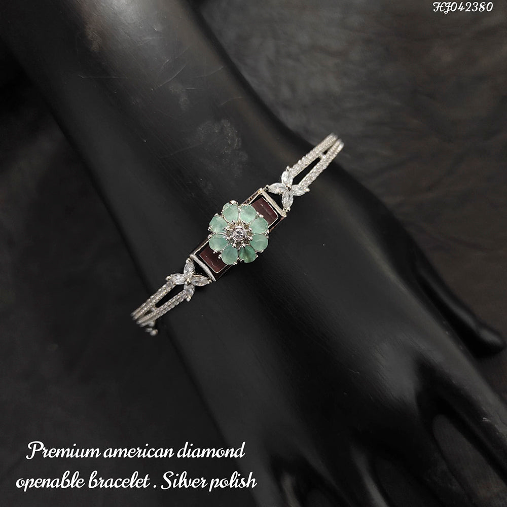 Heera Jewellers Silver Plated AD Stone Openable Bracelet