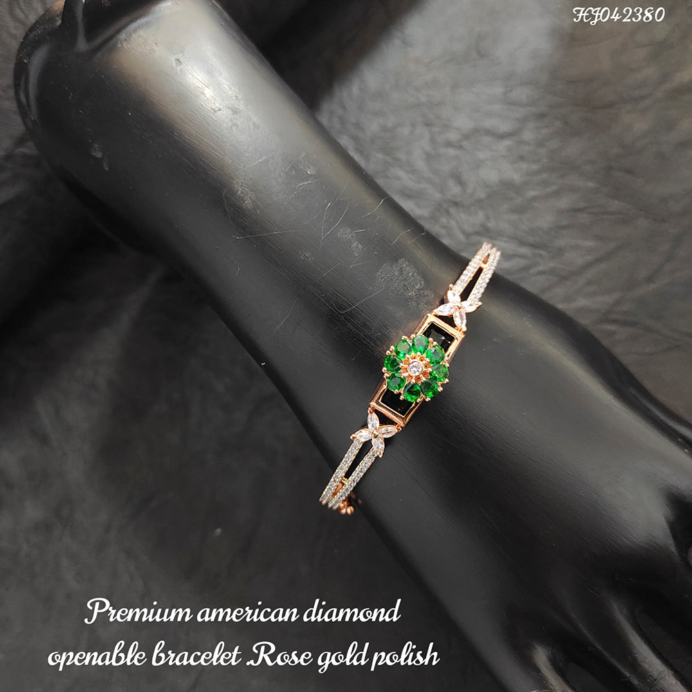 Heera Jewellers Rose Gold Plated AD Stone Openable Bracelet