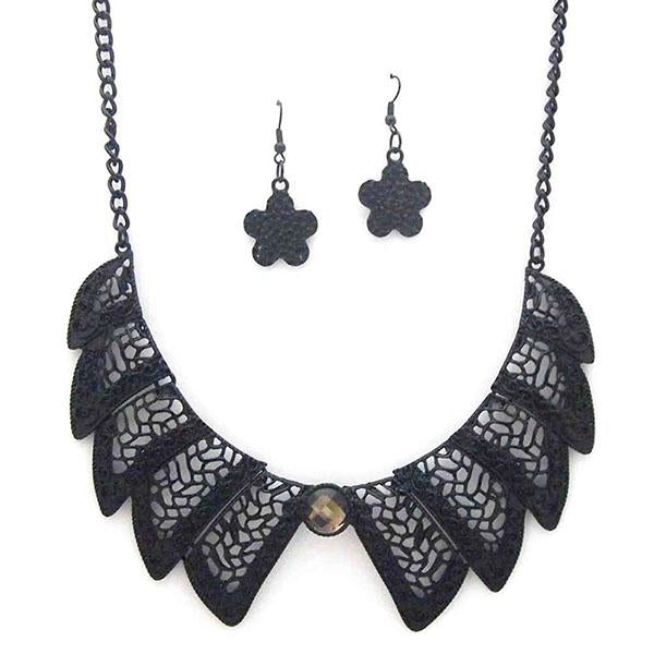 Jeweljunk Black Oxidised Plated Necklace Set - 1101422
