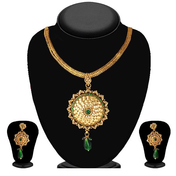 Soha Fashion Green Austrian stone Gold Plated Necklace Set - 1102129