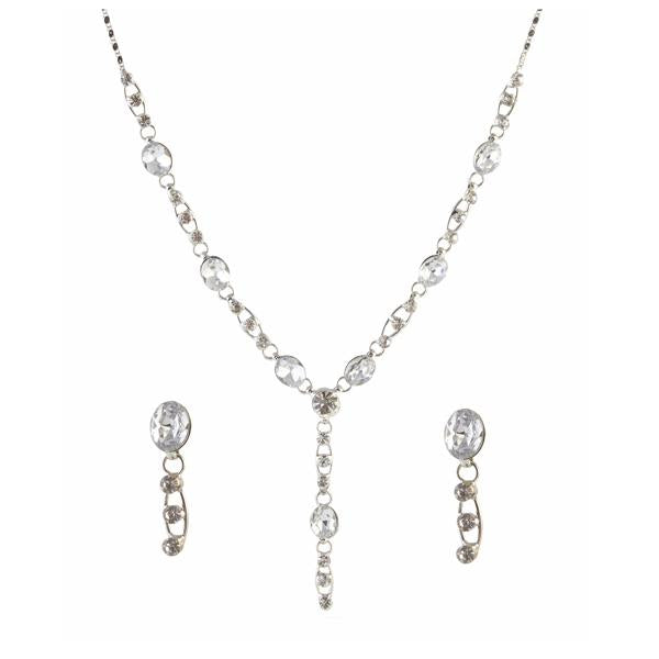 Urthn Austrian Stone Rhodium Plated Necklace Set - 1102801