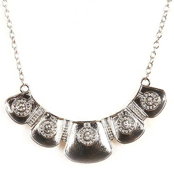 Jeweljunk Austrian Stone Silver Plated Statement Necklace - 1103017