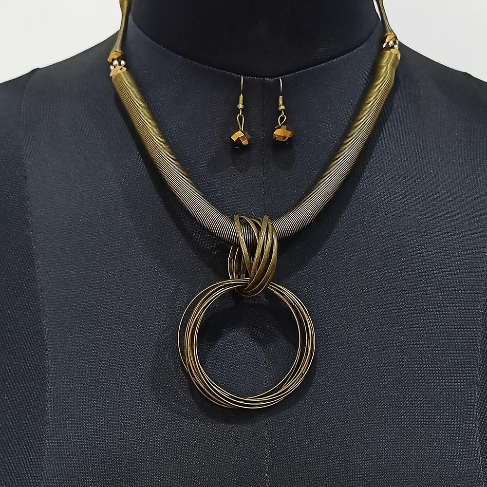 Urthn Antique Gold Plated Fashion Necklace Set - 1103335A