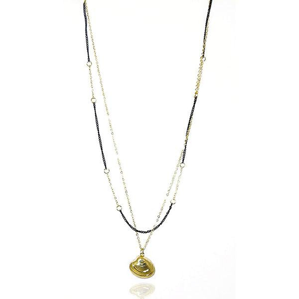 Urthn Gold Plated Double Chain Statement Necklace - 1104020