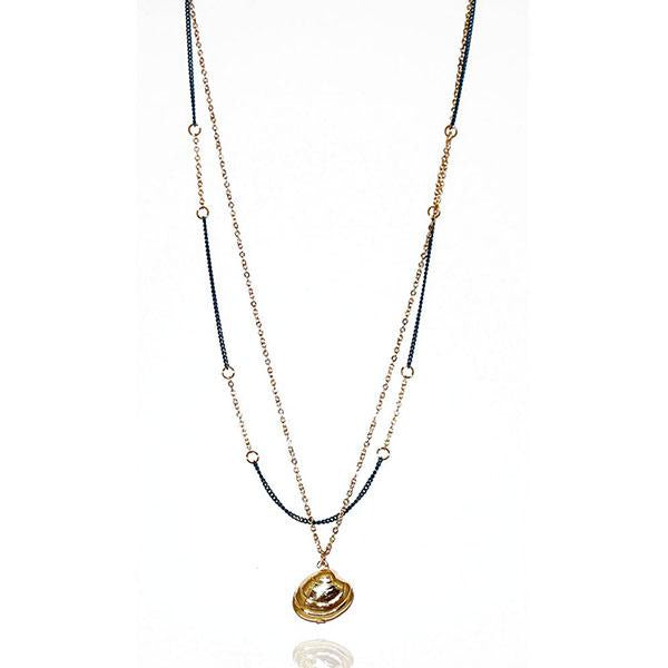 Urthn Gold Plated Double Chain Statement Necklace - 1104022