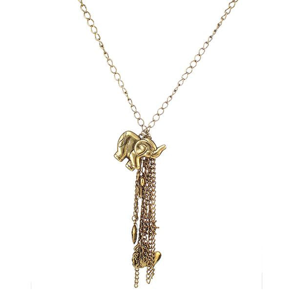 Urthn Gold Plated Elephant Shape Statement Necklace - 1104123