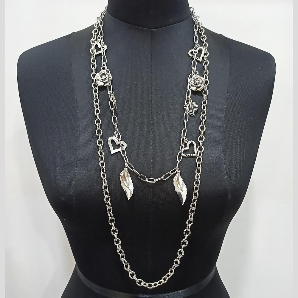 Urthn Silver Plated Charm Statement Necklace - 1104138
