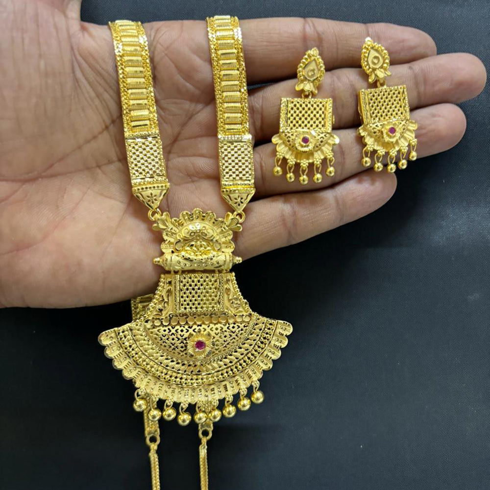 Pari Art Jewellery Forming Gold Long Necklace Set – JewelEMarket