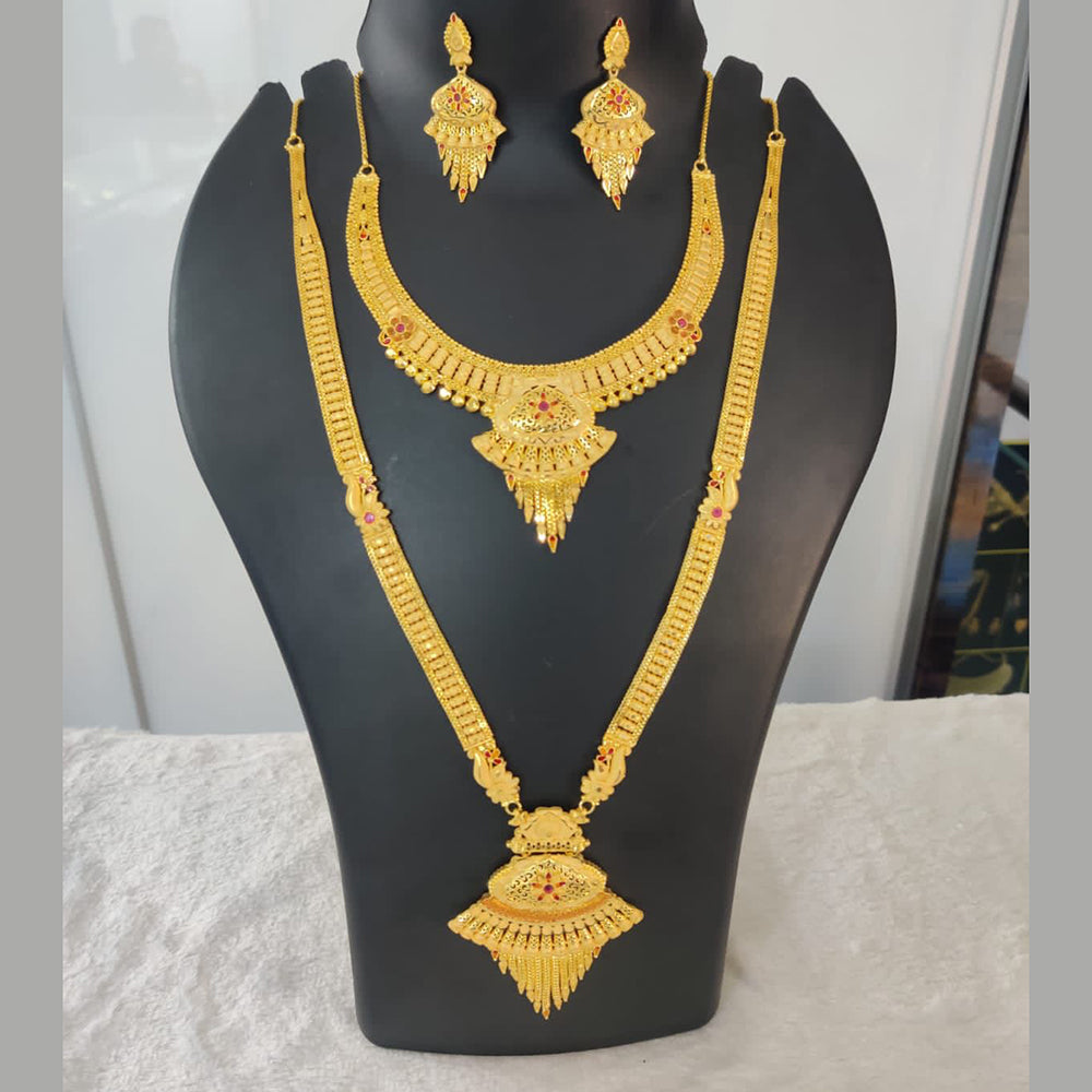 Pari Art Jewellery Forming Gold Double Necklace Set – JewelEMarket