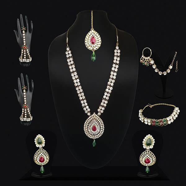 Vivant Charms Austrian Stone Bridal Set With Maang Tikka - 1105810